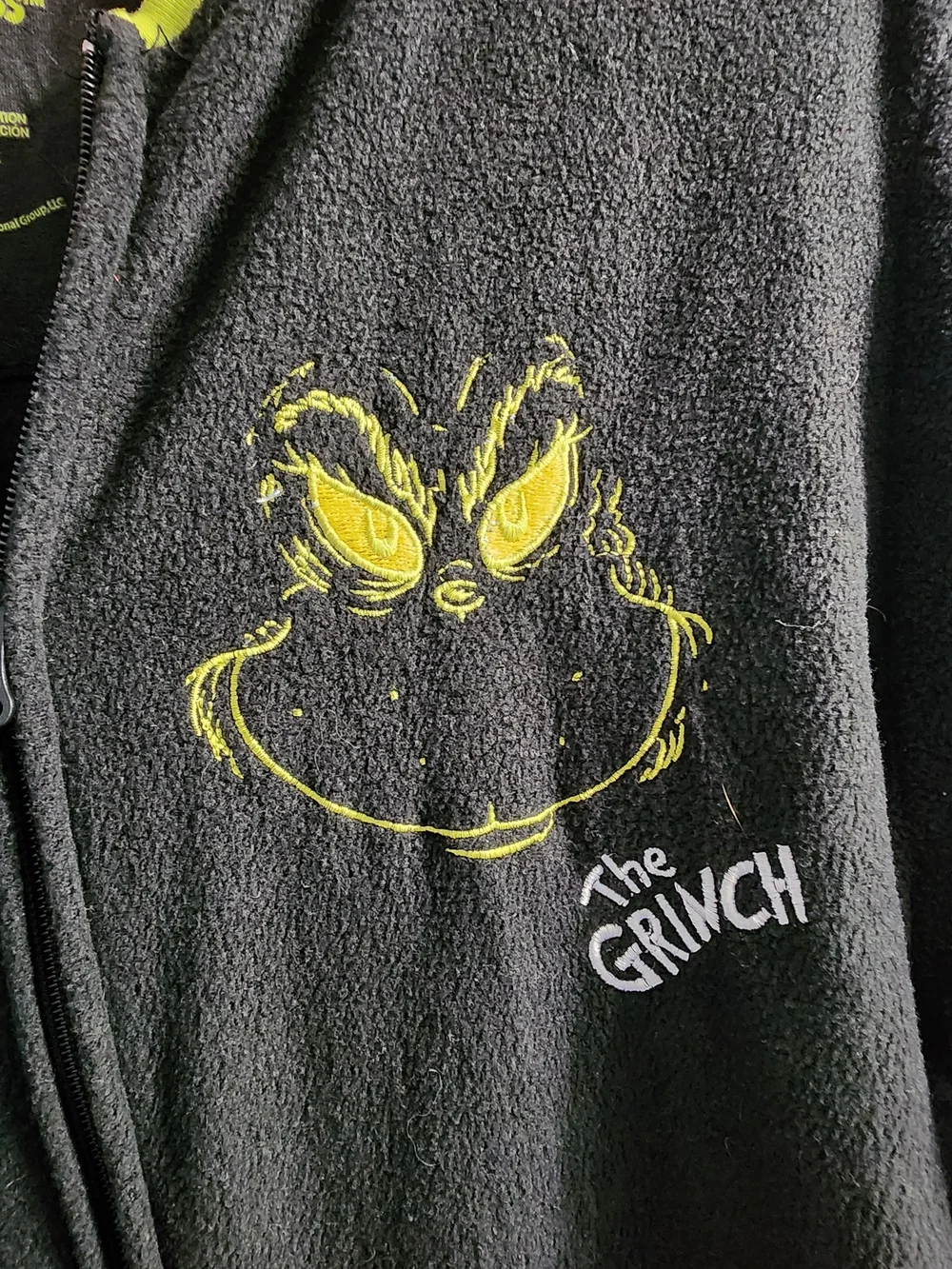 Dr. Seuss Grinch Black One-Piece Footie Pajamas with Lime Green Accents